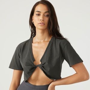 JOAH BROWN Twist Tee in Washed Black